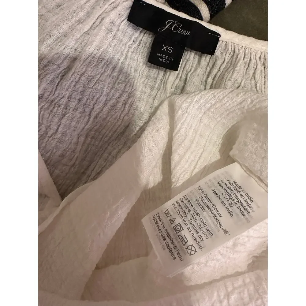 J.Crew White Cotton 3/4 Sleeve Gauze Lightweight Blouse XS